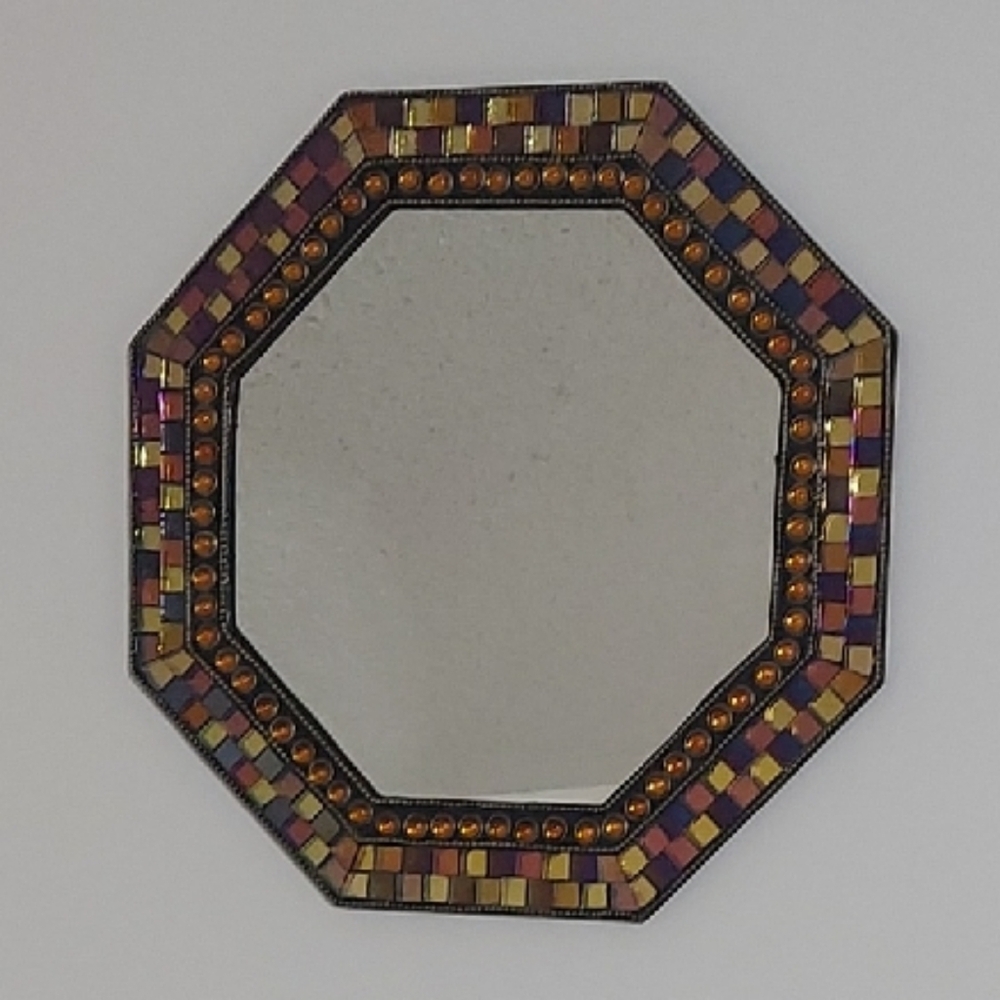 PartyLite Global Fusion Octagonal Mosaic Mirror & Candle Tray P9713